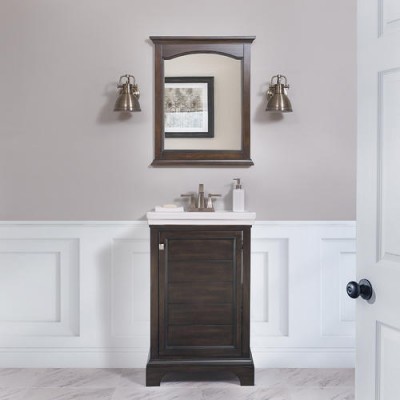 Classic floor mounted cabinet unit White solid wood and MDF bathroom furniture